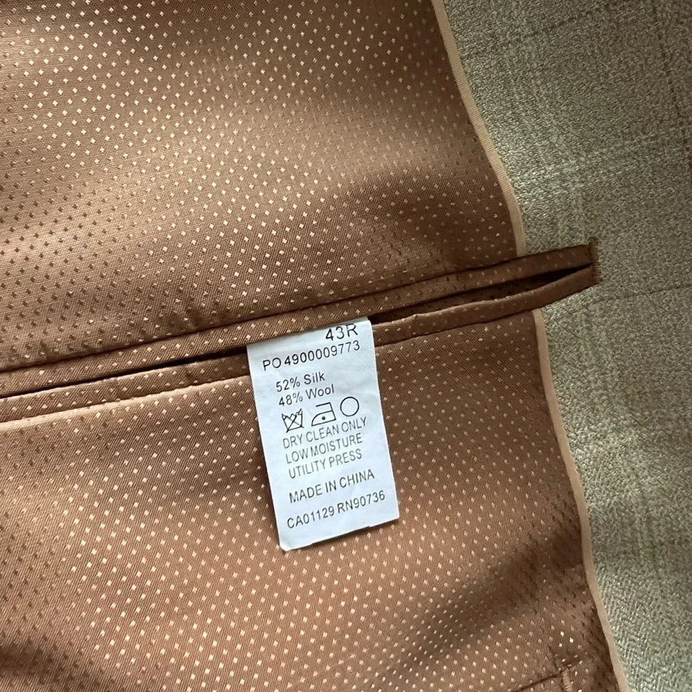 Michael Kors Beige Silk Blend Windowpane Print Sportcoat